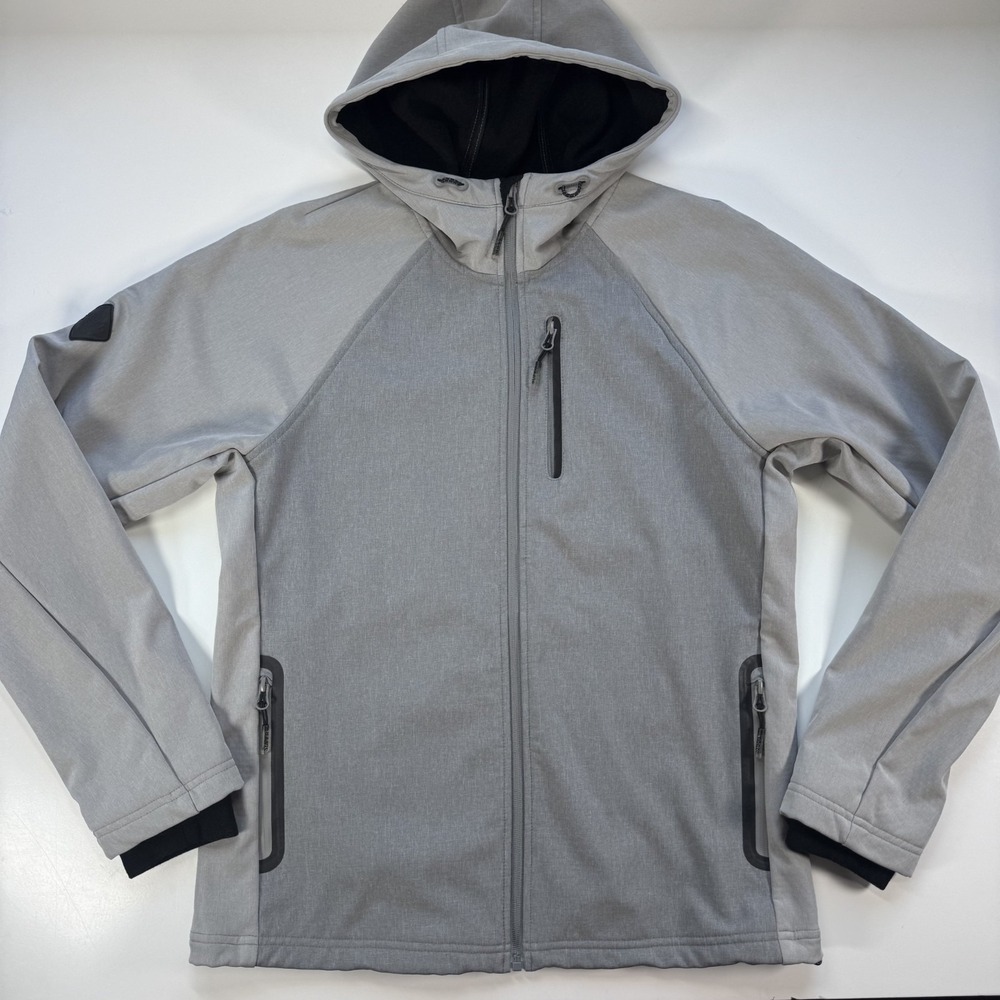 SUPERDRY Hooded Soft Shell Jacket All Terrain Mens Medium Gray Wind Water Resist